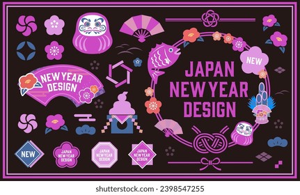 A modern card design template with a Japanese pattern