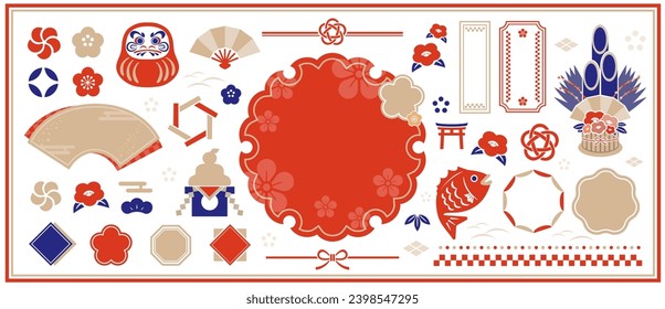 A modern card design template with a Japanese pattern