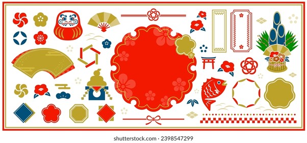 A modern card design template with a Japanese pattern