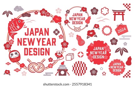 A modern card design template with a Japanese pattern