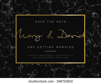 Modern card, for invitation or announcement with golden and marble detail