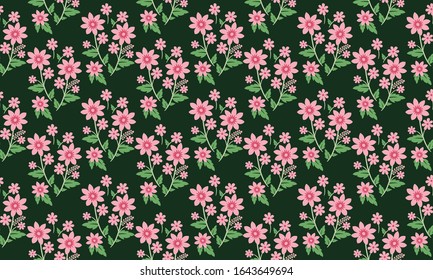Modern card for spring, with leaf and flower pattern background design.