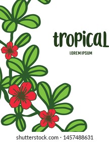 Modern card tropical, design green leafy floral frame. Vector