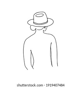 Modern card with woman's silhouette one line style. Female superiority stylized pattern. Modern printable design. Vector