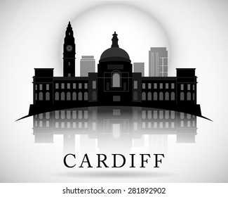 Modern Cardiff City Skyline Design. Wales