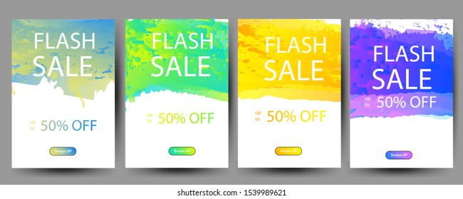 Modern cards with watercolor effects design. Set - vector eps 10.