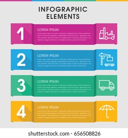Modern cargo infographic template. infographic design with cargo icons includes forklift. can be used for presentation, diagram, annual report, web design.