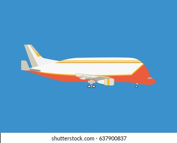 Modern cargo plane, on a light background. Modern vector illustration isolated on blue background.