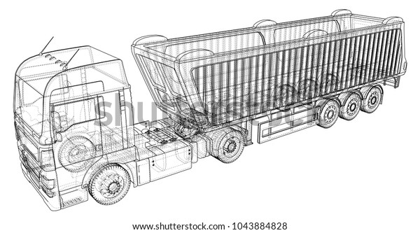 Modern\
Cargo Truck isolated on white background. Eurotrucks vehicle.\
Tracing illustration of 3d. EPS 10 vector\
format.