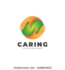 Icono del logotipo social de la moderna esfera de cuidados manuales y circulares