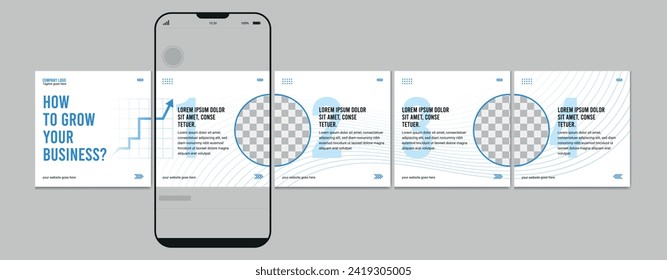 Modern carousel post template, Editable social media story layout, microblog post template.