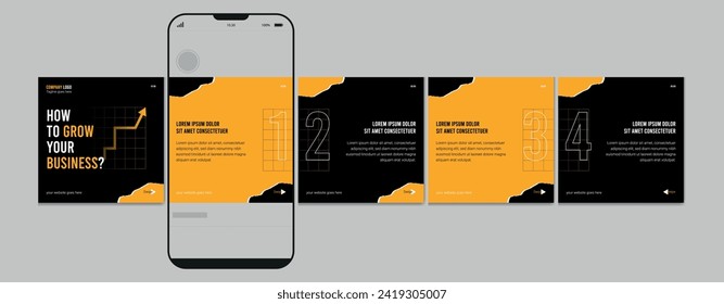 Modern carousel post template, Editable social media story layout, microblog post template.