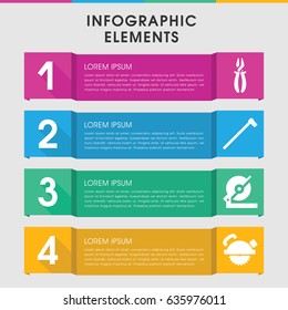 Modern carpentry infographic template. infographic design with carpentry icons includes circular saw. can be used for presentation, diagram, annual report, web design.