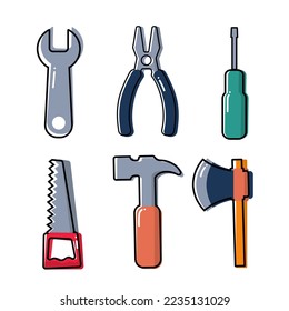 modern carpentry tools 2d vector