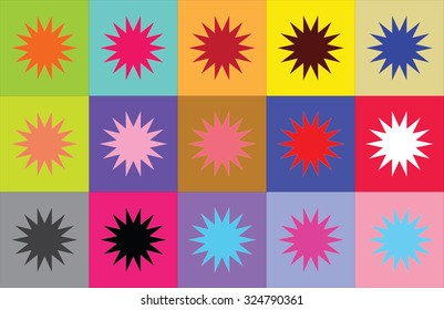 Modern carpet with colorful squares and stars. Vector illustration
