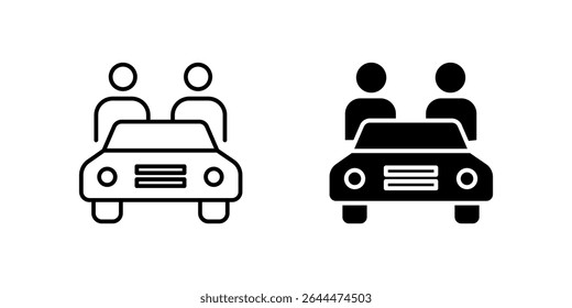 Modern carpool ride sharing icon set for shared transportation, commuting, and eco-friendly travel. Perfect for urban mobility and community apps.