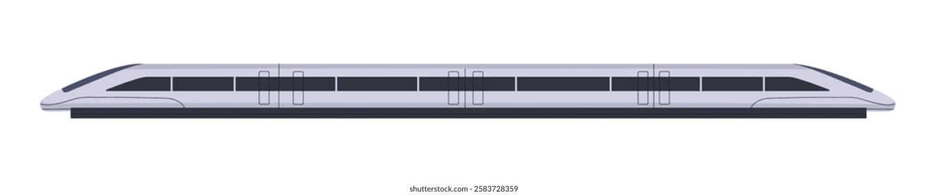 Modern carriages of bullet train side view. Wagons of high speed railroad transport. Quick railway vehicle. Rapid electric rail locomotive engine. Flat isolated vector illustration on white background