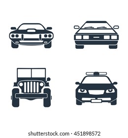 modern cars fron icons set