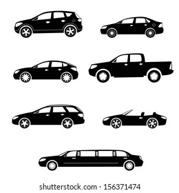 Modern cars silhouettes collection