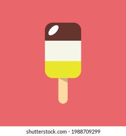 Modern cartoon banner with colorful ice cream. Ice cream isolated vector illustration. Summer design concept. Ice cream cartoon vector illustration.