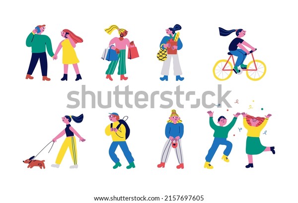 Modern Cartoon Characters Vector Set Girl Stock Vector (Royalty Free ...