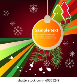 Modern cartoon christmas background with fir and abstract elements