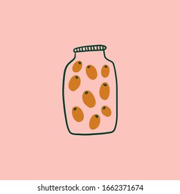 Modern cartoon colorful flat stylized Italian icon symbol, cute illustration. Doodle landmarks concept, traditional object of Italy. Food and drinks theme. Olives. Vector EPS clip art design