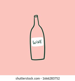 Modern cartoon colorful flat stylized Italian icon symbol, cute illustration. Doodle concept, traditional object of Italy. Food and drinks theme. Wine bottle. Vector EPS clip art design