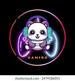  Modern Cartoon Cute Panda Gaming Logo, Beautiful Colors