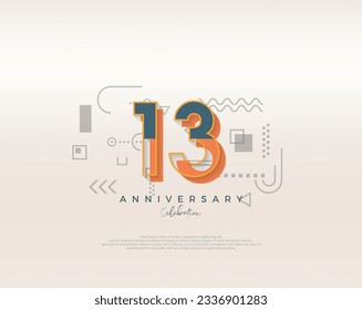 Modernes Cartoon-Design. schlicht zum 13. Jubiläum. Premium Vektor für Poster, Banner, Fest Gruß.