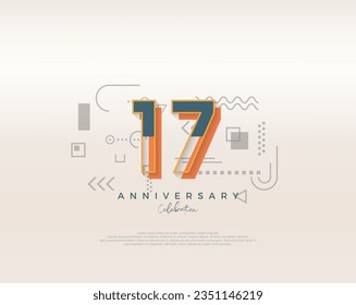 Modern cartoon design. simple for 17th anniversary celebration.