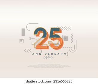 Modern cartoon design. simple for 25th anniversary celebration. Premium vector for poster, banner, celebration greeting.