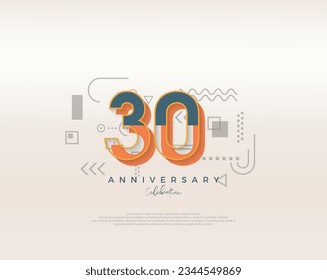 Diseño moderno de caricaturas. simple para la celebración del 30 aniversario. Vector premium para afiches, banner, saludo de celebración.
