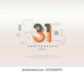 Modern cartoon design. simple for 31st anniversary celebration. Premium vector for poster, banner, celebration greeting.