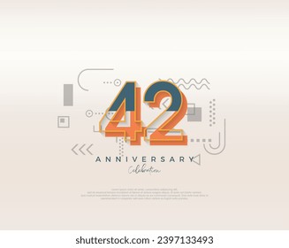 Modern cartoon design. simple for 42nd anniversary celebration. Premium vector for poster, banner, celebration greeting.
