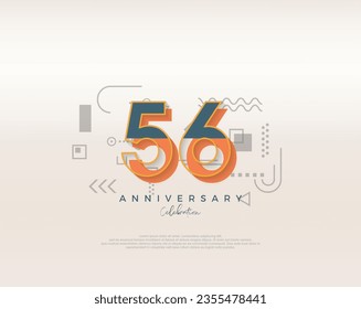 Diseño moderno de caricaturas. simple para la celebración del 56º aniversario. Vector premium para afiches, banner, saludo de celebración.