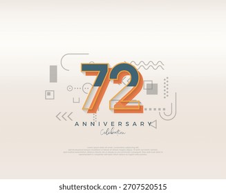 Modern cartoon design. simple for 72nd anniversary celebration. Premium vector for poster, banner, celebration greeting.