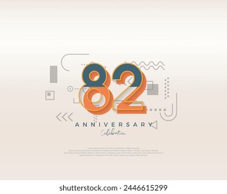 Modern cartoon design. simple for 82nd anniversary celebration. Premium vector for poster, banner, celebration greeting.