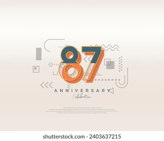 Modern cartoon design. simple for 87th anniversary celebration. Premium vector for poster, banner, celebration greeting.