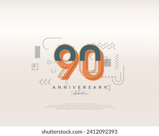Modern cartoon design. simple for 90th anniversary celebration. Premium vector for poster, banner, celebration greeting.