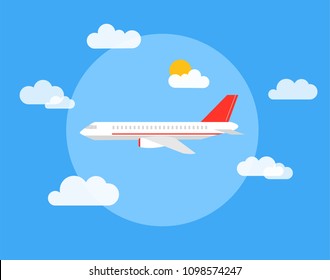 modern cartoon flat design airplane flying up in the air to holiday destinations