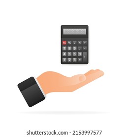 Modern cartoon illustration with calculator for web design. Financial management concept