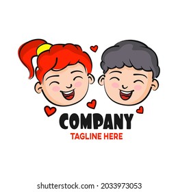 Modern Cartoon kids logo. Vector illustration