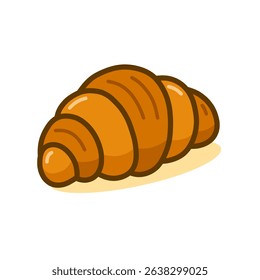 Modern Cartoon Style Detailed Croissant Icon Pastry Food Illustration