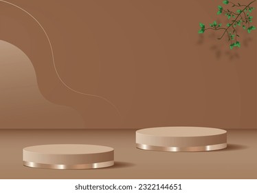 Modern Cartoon-Inspired Brown Cylinder Podiums - Perfect for a Fun Presentation