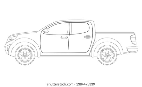 modern car,vector illustration , lining draw,profile side