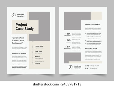 Modern Case Study Template, Business case study booklet with creative layout, Minimal case study cover layout