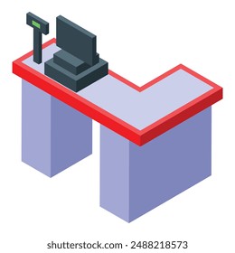 Modern cash register standing on a countertop with a barcode scanner for processing payments in a retail store
