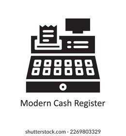 Modern Cash Register Vector Solid Icon Design illustration. Grocery Symbol on White background EPS 10 File