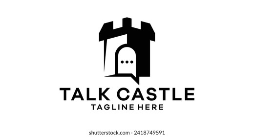 modern castle chat logo design template, logo design creative symbol idea.